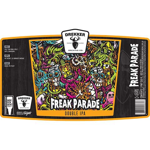Drekker Freak Parade DIPA by Drekker Brewing Company, beer label