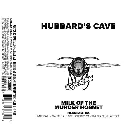 Une Annee Hubbard's Cave Milk of the Murder Hornet IIPA (cherry) by Une Annee Brewery, beer label