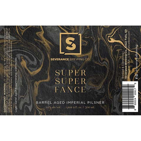 Severance Super Super Fance Barrel Aged Imperial Pilsner by Severance Brewing Company, beer label