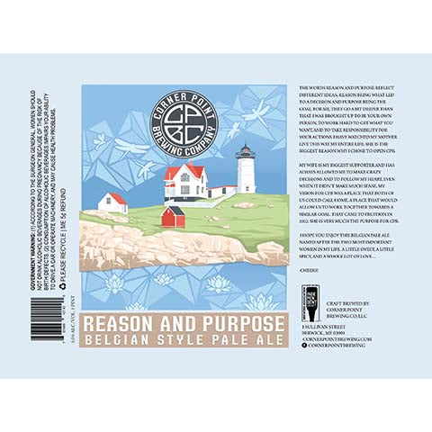 Corner Point Reason and Purpose Pale Ale by Corner Point Brewing Company, beer label