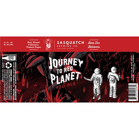 Sasquatch Journey To Red Planet Red Ale by Sasquatch Brewery, beer label