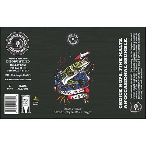 Disgruntled Dark House Lager by Disgruntled Brewing, beer label