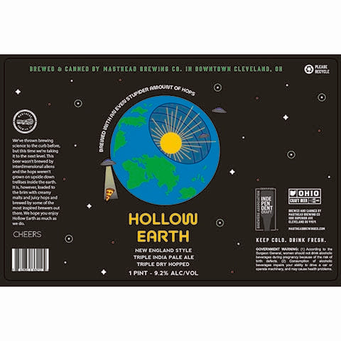 Masthead Hollow Earth New England TIPA by Masthead Brewing Co, beer label