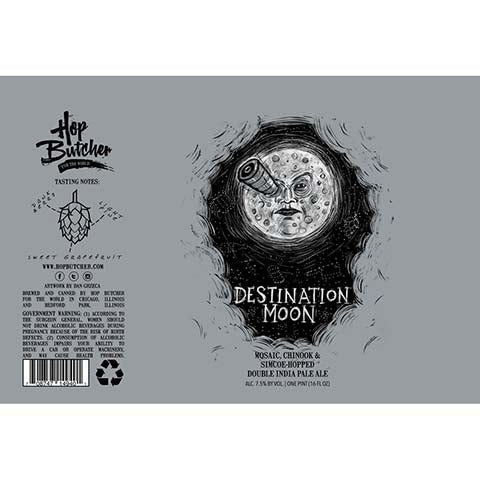 Hop Butcher Destination Moon DIPA by Hop Butcher For the World, beer label