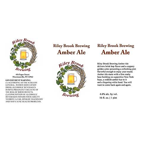 Riley Brook Amber Ale by Riley Brook Brewing, beer label