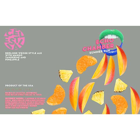 Celestial Echo Chamber Summer Sun Berliner Weisse Ale by Celestial Beerworks, beer label