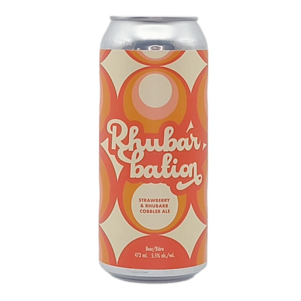 Rhubarbation Strawberry and Rhubarb Cobbler Ale by Cabin Brewing Company, beer label
