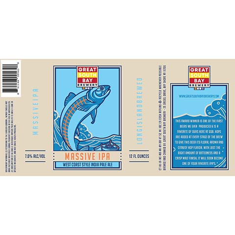 Massive IPA by Great South Bay Brewery, beer label