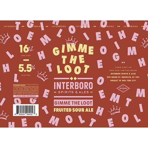 Interboro Gimme The Loot Sour Ale by Interboro Spirits And Ales, beer label