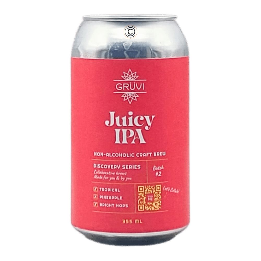 Juicy Dayz IPA Non-Alcoholic by Gruvi, beer label