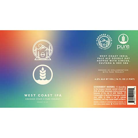 Crooked Stave/Pure Project West Coast IPA by Crooked Stave Artisan Beer Project, beer label
