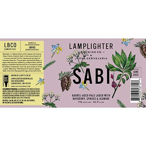 Lamplighter Sabi Barrel Aged Pale Lager by Lamplighter Brewing Co., beer label