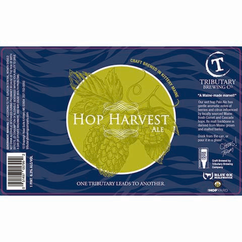 Tributary Hop Harvest Ale by Tributary Brewing Company, beer label