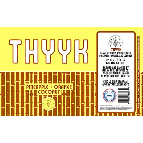 Heavy Reel Thyyk Pineapple + Orange Coconut Sour Ale by Heavy Reel Brewing, beer label