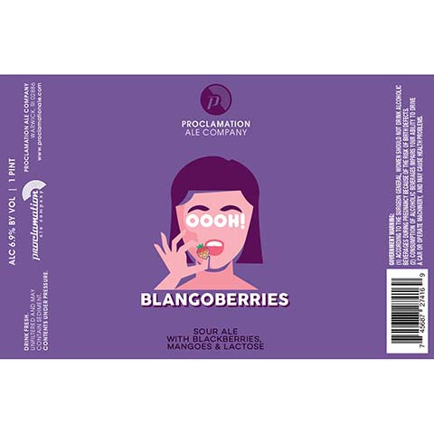 Proclamation Oooh! Blangoberries Sour Ale by Proclamation Ale Company, beer label