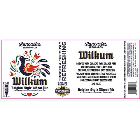 Lancaster Wilkum Wheat by Lancaster Brewing Co, beer label
