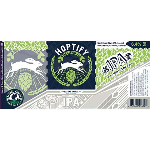 Casual Animal Hoptify IPA by Bushwood, beer label
