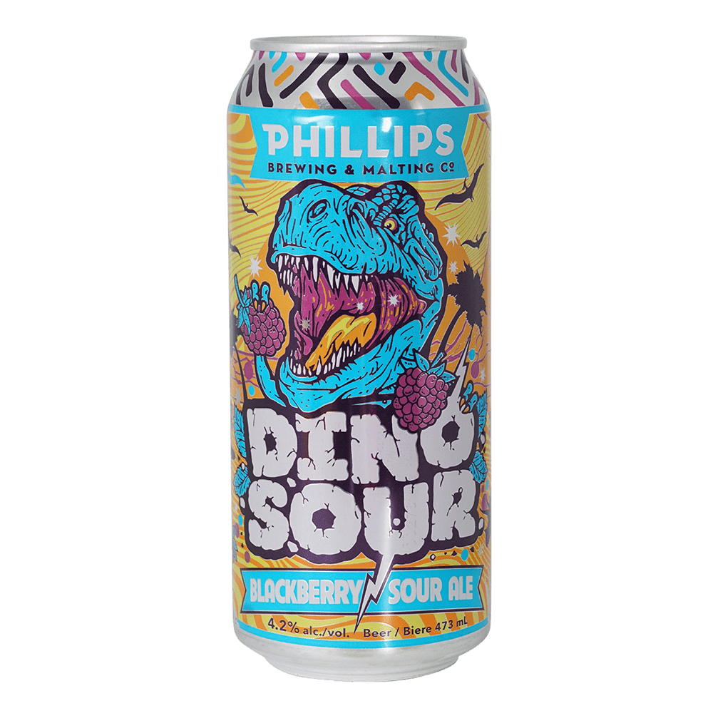 Dinosour Blackberry Sour by Phillips Brewing Company, beer label