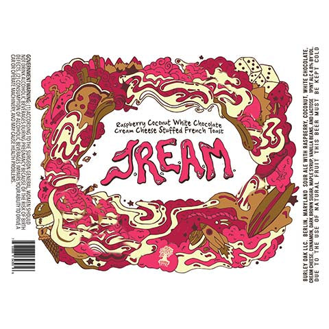 Burley Oak Raspberry Coconut White Chocolate Cream Cheese Stuffed French Toast JREAM Sour Ale by Burley Oak Craft Brewery, beer label