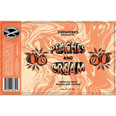 Pipeworks Peaches and Cream Ale by Pipeworks Brewing Co, beer label