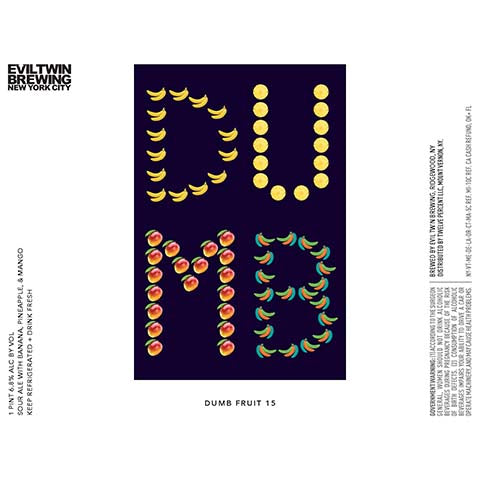 Evil Twin Dumb Fruit 15 Sour Ale by Evil Twin Brewing, beer label