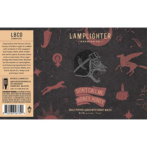 Lamplighter Don't Call Me Honey, Honey Lager by Lamplighter Brewing Co., beer label