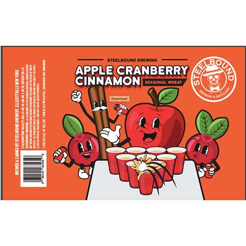 Steelbound Apple Cranberry Cinnamon Seasonal Wheat Ale by Steelbound Brewery, beer label