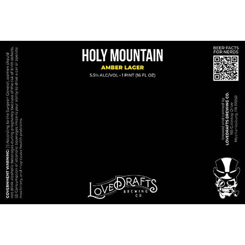 Lovedrafts Holy Mountain Amber Lager by Lovedrafts Brewing Co., beer label