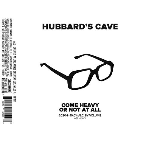 Une Annee Hubbard's Cave Come Heavy Or Not At All Wee Heavy Ale by Une Annee Brewery, beer label