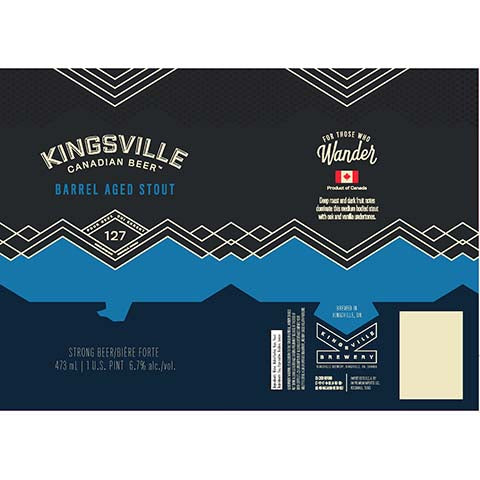 Kingsville Barrel Aged Stout by Kingsville Brewery, beer label