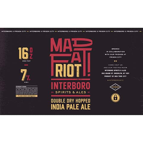 Interboro Mad Fat Riot! DDH IPA by Interboro Spirits And Ales, beer label