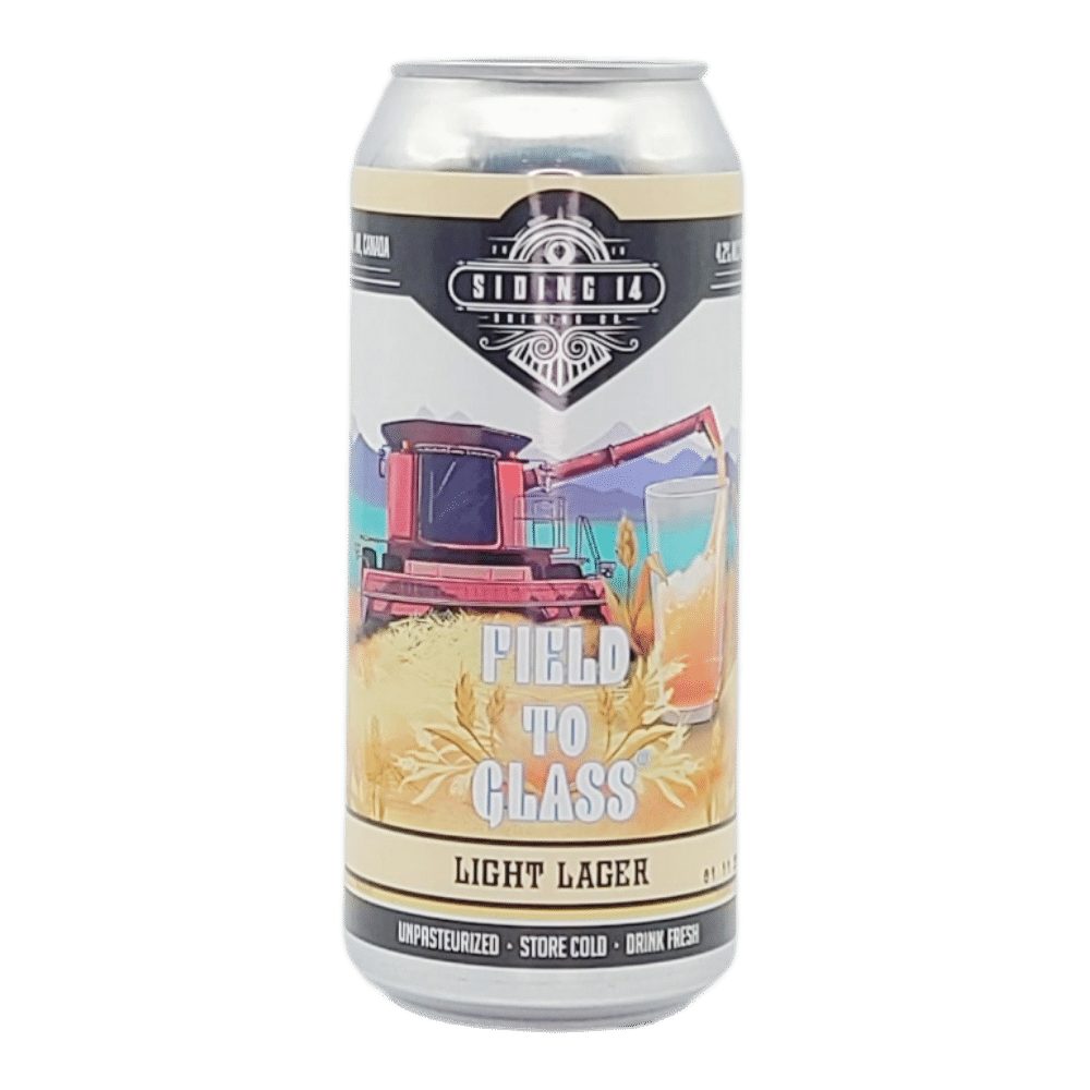Field to Glass Light Lager by Siding 14 Brewing Co., beer label
