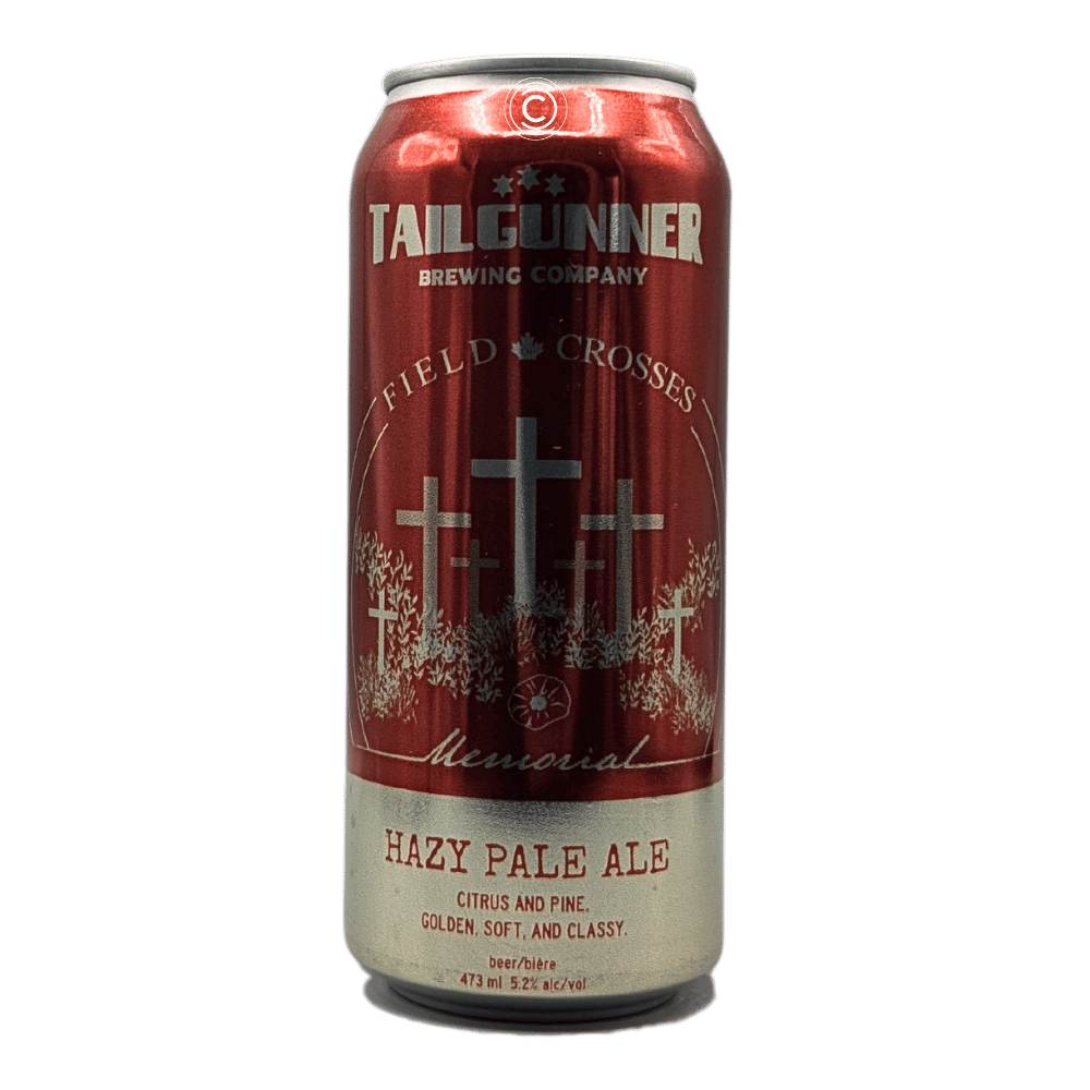Field of Crosses Hazy Pale Ale by Tailgunner Brewing Company, beer label