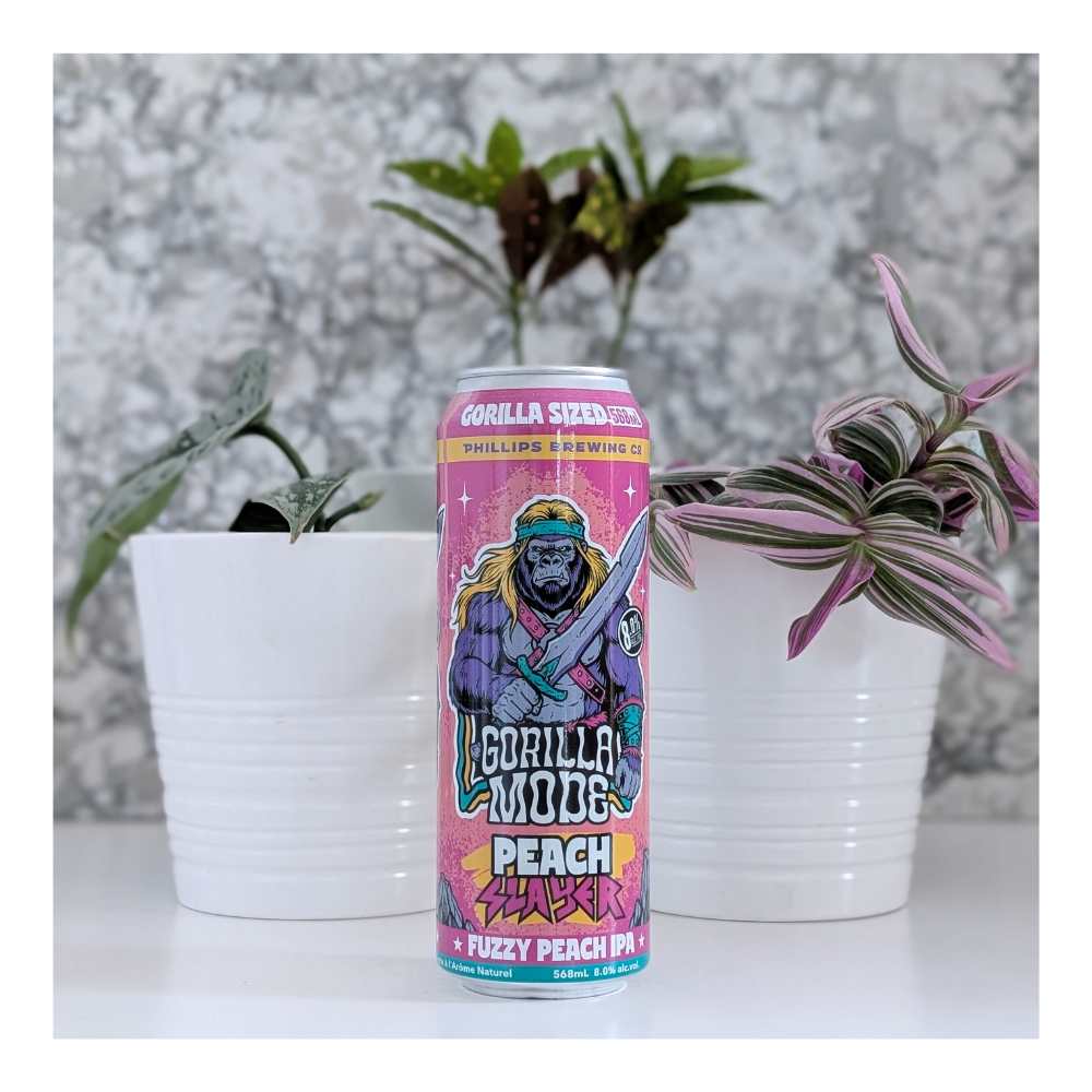Gorilla Mode Peach Slayer Hazy IPA by Phillips Brewing Company, beer label
