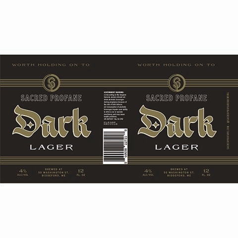 Sacred Profane Dark Lager by Sacred Profane Brewing, beer label