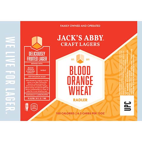 Jack's Abby Blood Orange Wheat Radler by Jack's Abby Brewing LLC, beer label