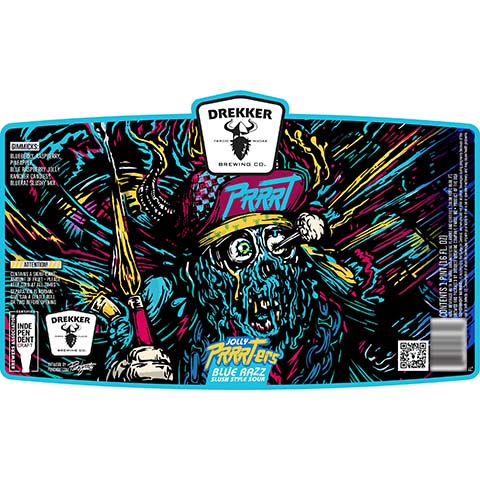 Drekker Jolly PRRRTers Blue Razz Slush Apple Sour by Drekker Brewing Company, beer label