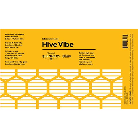 Beachwood Hive Vibe Belgian Sour Ale by Beachwood Brewing, beer label