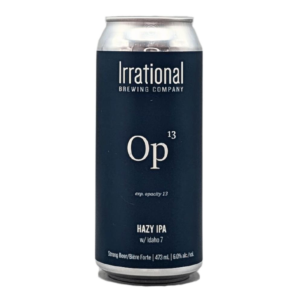 Exp. Opacity #13 Hazy IPA by Irrational Brewing Company, beer label