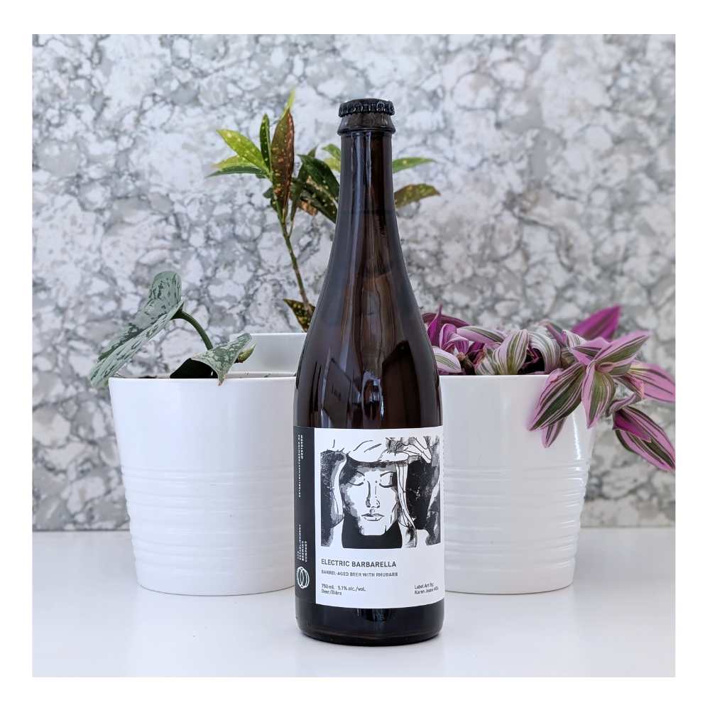 Electric Barbarella (2026) Barrel-Aged Beer with Rhubarb by The Establishment Brewing Company, beer label