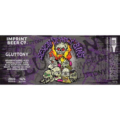Imprint Seven Deadly Sins: Gluttony Imperial Stout (2023) by Imprint Beer Company, beer label