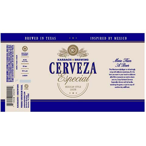 Karbach Cerveza Especial Lager by Karbach Brewing Co, beer label