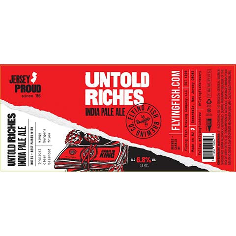 Flying Fish Untold Riches IPA by Flying Fish Brewing Co, beer label