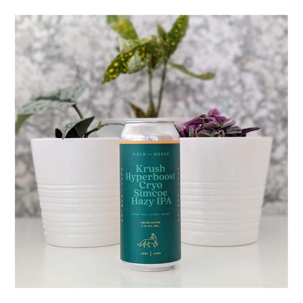 Co. Krush Hyperboost Cryo Simcoe Hazy IPA by Field House Brewing Co., beer label