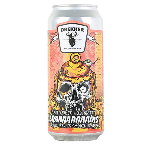 Drekker Peach Apricot Goldenberry Braaaaaaaaains Double Fruit Smoothie Sour by Drekker Brewing Company, beer label