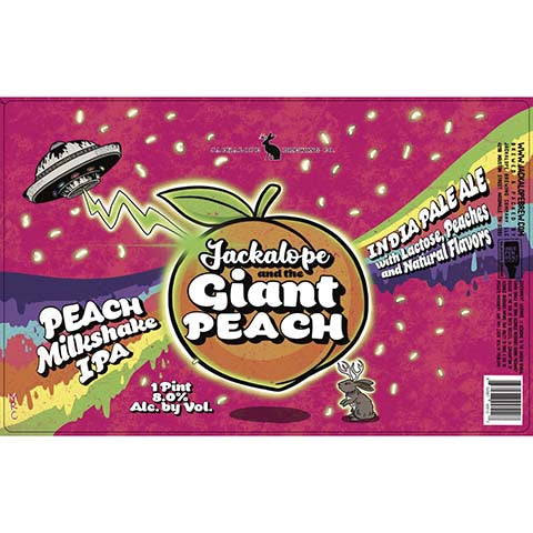 Jackalope and the Giant Peach IPA by Jackalope Brewing Co., beer label