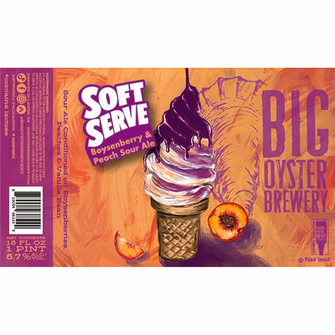 Big Oyster Soft Serve Boysenberry & Peach Sour Ale by Bone Haus Brewing, beer label