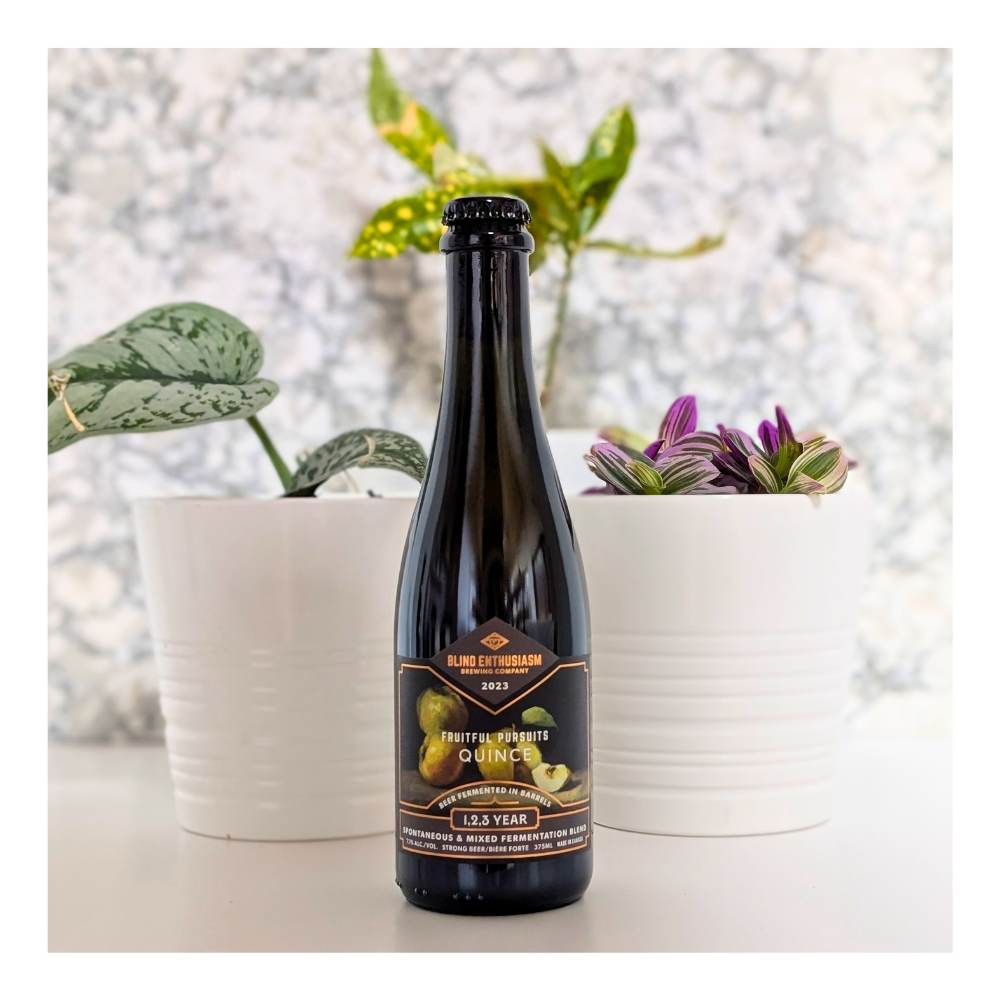 Fruitful Pursuits Quince 2023 by Blind Enthusiasm Brewing Company, beer label