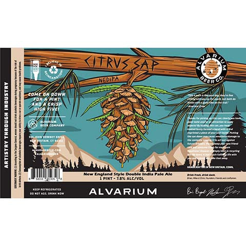 Alvarium Citrus Sap DIPA by PCS Distilling Company, beer label