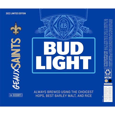 Bud Light Geaux Saints by Anheuser-Busch, beer label